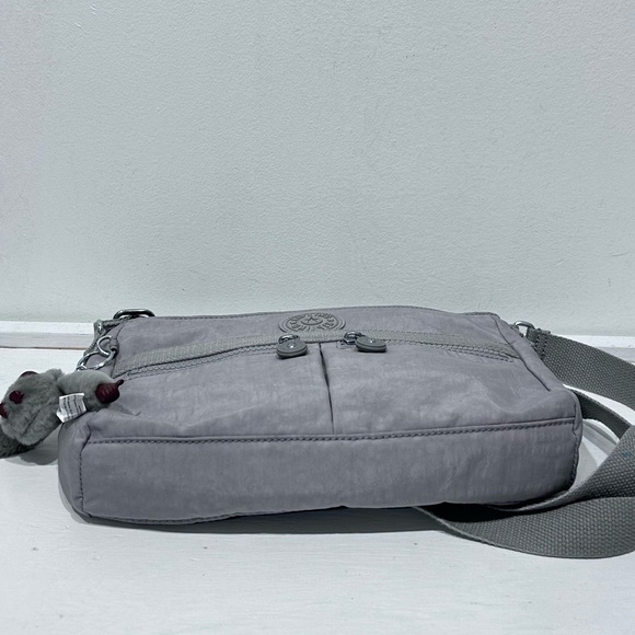 Kipling Angie Crossbody Bag Grey Lightweight Nylon Travel Purse Multi-Pocket - Picture 11 of 15